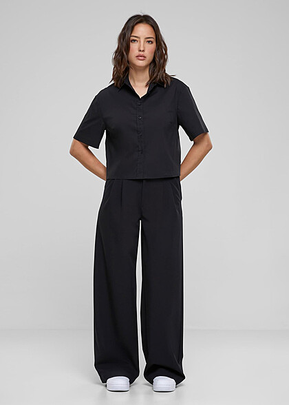 Urban Classics Damen Oversized Bluse mit Knopfleiste schwarz
