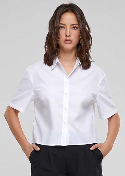 Urban Classics Damen Oversized Bluse mit Knopfleiste weiss