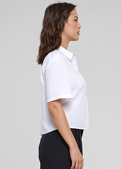 Urban Classics Damen Oversized Bluse mit Knopfleiste weiss