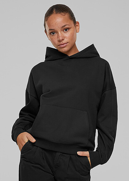 Urban Classics Damen Organic Oversized Basic Hoodie mit Kngurutasche schwarz