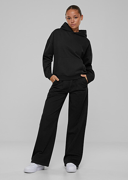 Urban Classics Damen Organic Oversized Basic Hoodie mit Kängurutasche schwarz
