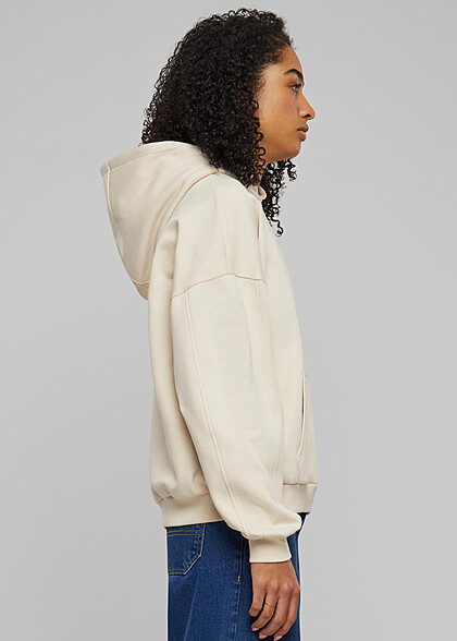 Urban Classics Damen Organic Oversized Basic Hoodie mit Kängurutasche hell beige