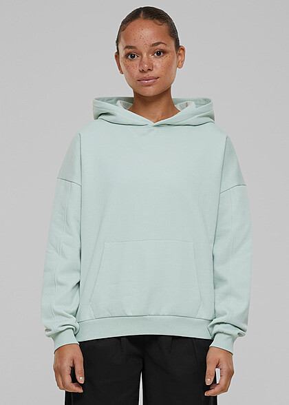 Urban Classics Damen Organic Oversized Basic Hoodie mit Kngurutasche frostmint grn
