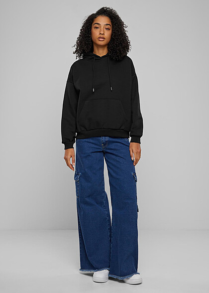 Urban Classics Damen Oversized Ultra Heavy Hoodíe mit Kängurutasche schwarz