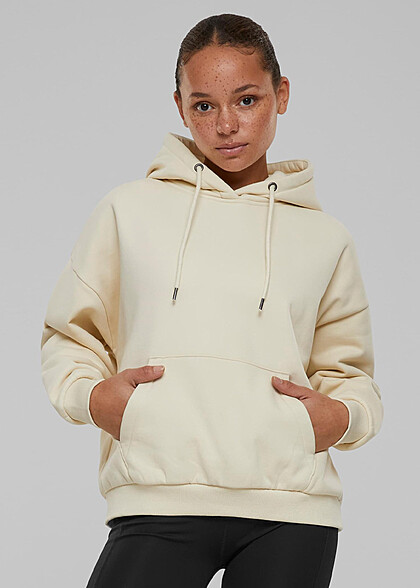 Urban Classics Damen Oversized Ultra Heavy Hoode mit Kngurutasche sand beige