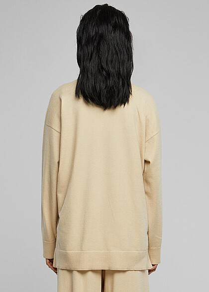 Urban Classics Damen Viskose Eco Strickpullover Sweater mit Rollkragen wetsand beige