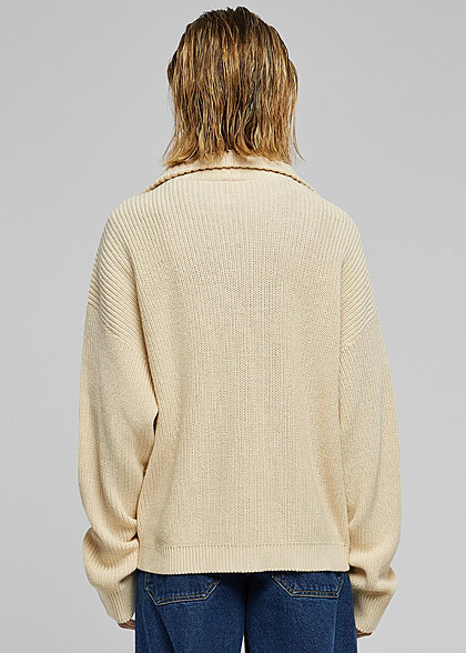 Urban Classics Damen Cardigan Strickjacke mit Zipper beige
