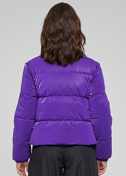 Urban Classics Damen Jacke Steppjacke mit Stehkragen und 2-Pockets lila
