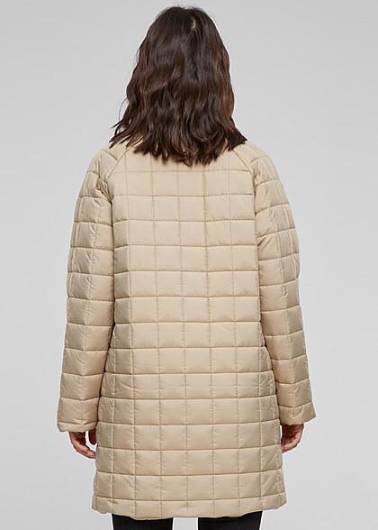 Urban Classics Damen Mantel Steppjacke mit Knopfleiste und 2-Pockets wetsand beige