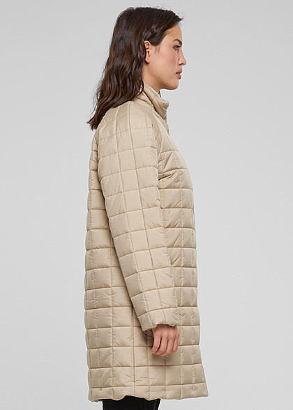 Urban Classics Damen Mantel Steppjacke mit Knopfleiste und 2-Pockets wetsand beige
