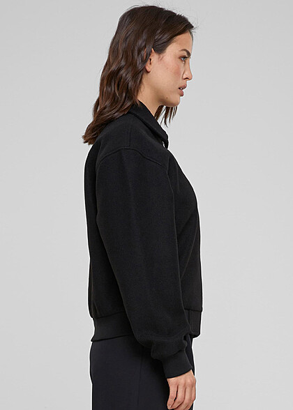 Urban Classics Damen Boxy Bomberjacke mit Zipper und 2-Pockets schwarz