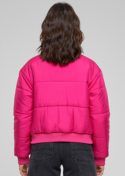 Urban Classics Damen Blouson Steppjacke mit Zipper und 2-Pockets hibiskus pink