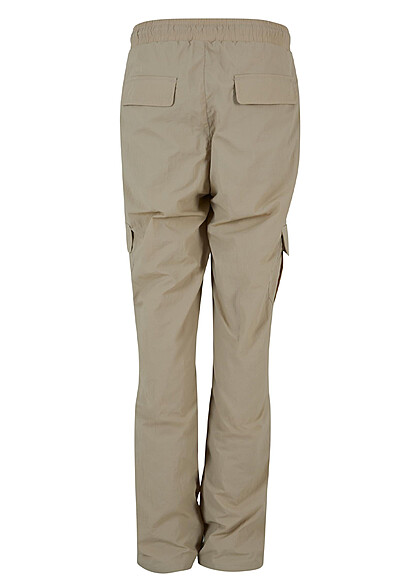 Urban Classics Damen Nylon Cargohose mit Tunnelzug concrete beige