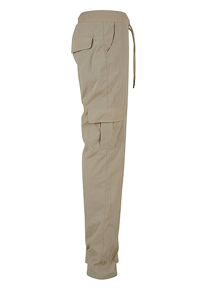 Urban Classics Damen Nylon Cargohose mit Tunnelzug concrete beige