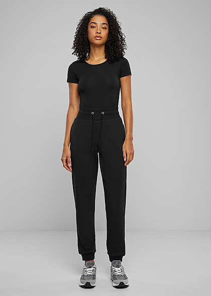Urban Classics Damen Organic Stretch Jersey Body mit Rundhals schwarz