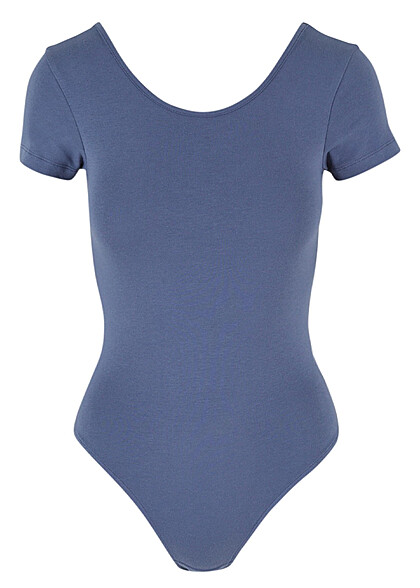 Urban Classics Damen Organic Stretch Jersey Body mit Rundhals vintage blau