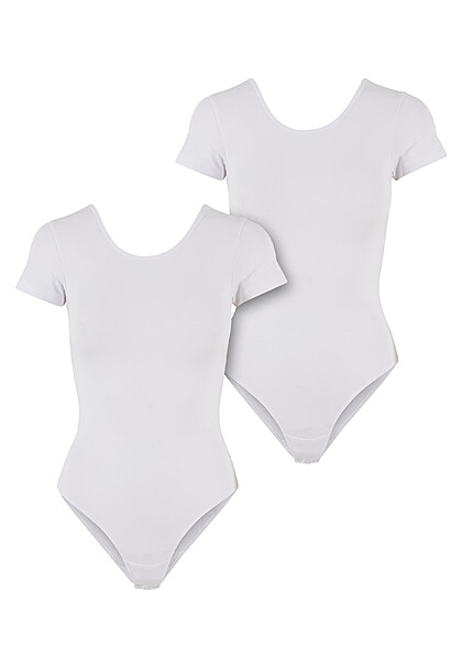 Urban Classics Damen 2er Pack Organic Stretch Jersey Body mit Rundhals weiss