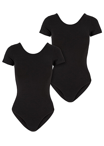 Urban Classics Damen 2er Pack Organic Stretch Jersey Body mit Rundhals schwarz