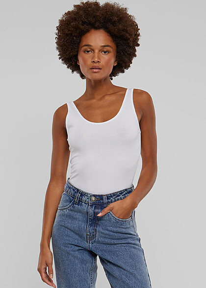 Urban Classics Damen Organic Tank Top Body mit Rundhals weiss