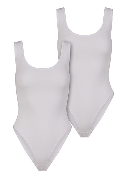 Urban Classics Damen 2-Pack Organic Tank Top Body mit Rundhals weiss