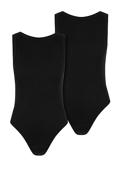 Urban Classics Damen 2-Pack Rib Tank Top Body mit Rundhals schwarz