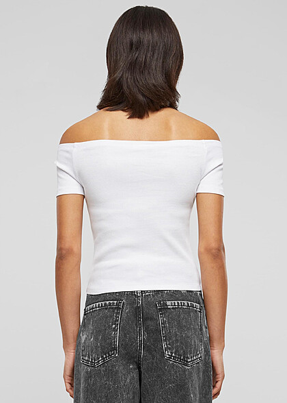Urban Classics Damen Organic Off Shoulder Rib T-Shirt weiss