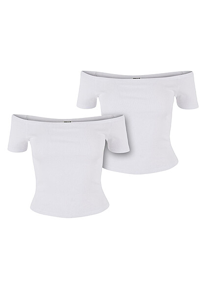 Urban Classics Damen Organic 2-Pack Off Shoulder T-Shirt weiss