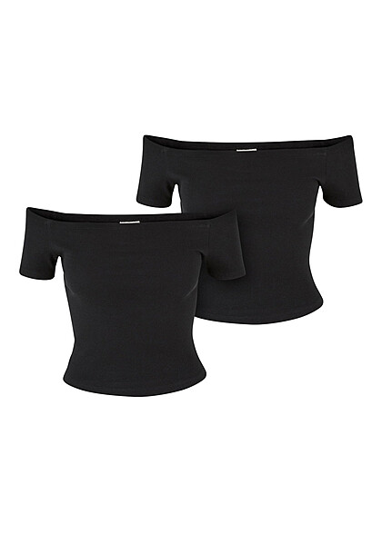 Urban Classics Damen Organic 2-Pack Off Shoulder T-Shirt schwarz