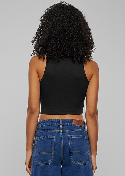 Urban Classics Damen Organic Cropped Rib Top schwarz