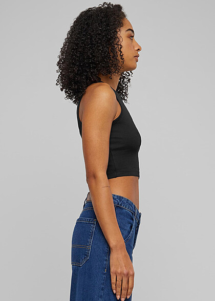 Urban Classics Damen Organic Cropped Rib Top schwarz