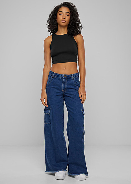 Urban Classics Damen Organic Cropped Rib Top schwarz