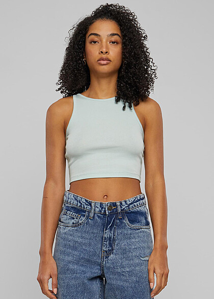 Urban Classics Damen Organic Cropped Rib Top frostmint grn