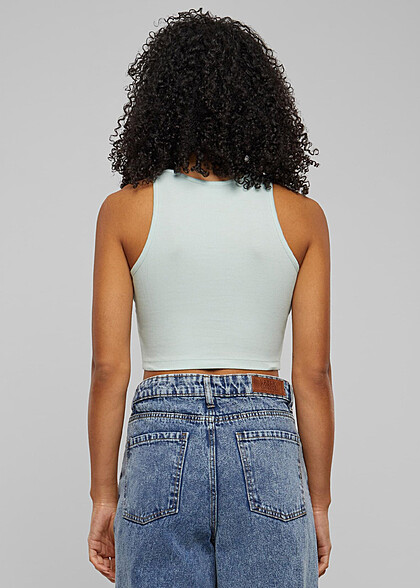 Urban Classics Damen Organic Cropped Rib Top frostmint grün