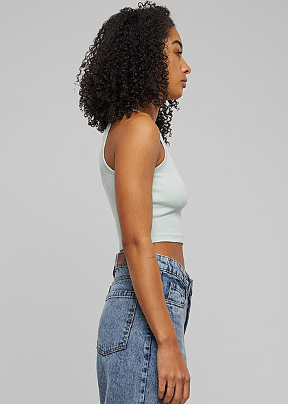 Urban Classics Damen Organic Cropped Rib Top frostmint grün