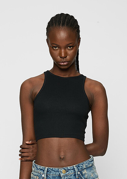 Urban Classics Damen 2-Pack Organic Cropped Rib Top schwarz