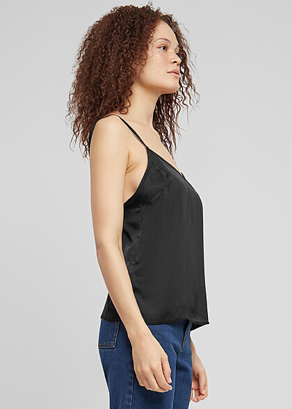 Urban Classics Damen Viskose Satin Top mit V-Neck schwarz