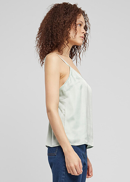 Urban Classics Damen Viskose Satin Top mit V-Neck frostmint hell grün