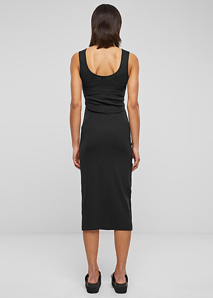 Urban Classics Damen Kleid in Rib Top Optik schwarz