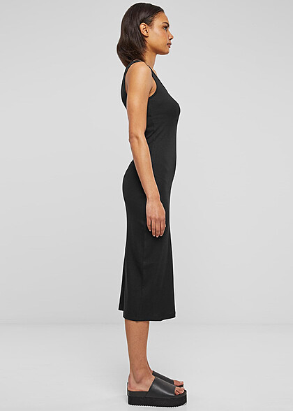 Urban Classics Damen Kleid in Rib Top Optik schwarz