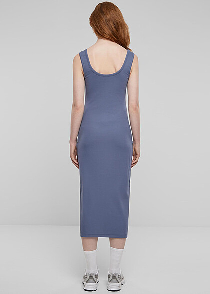 Urban Classics Damen Kleid in Rib Top Optik vintage blau