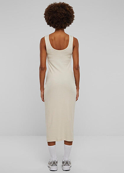 Urban Classics Damen Kleid in Rib Top Optik whitesand beige