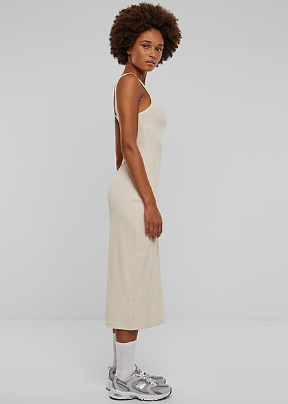 Urban Classics Damen Kleid in Rib Top Optik whitesand beige