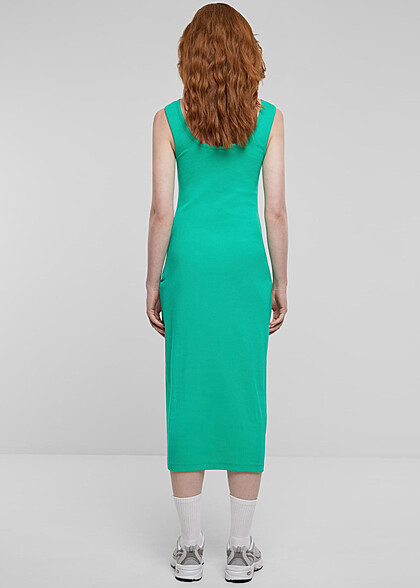 Urban Classics Damen Kleid in Rib Top Optik fern grün