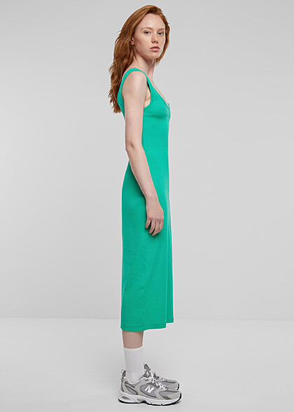 Urban Classics Damen Kleid in Rib Top Optik fern grün