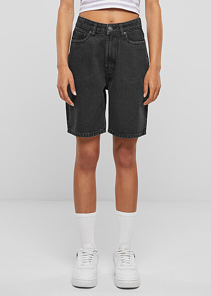 Urban Classics Damen 90s Bermuda Jeans-Shorts washed schwarz