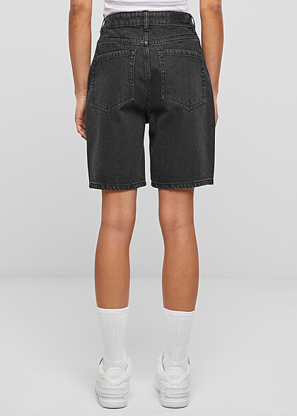 Urban Classics Damen 90s Bermuda Jeans-Shorts washed schwarz