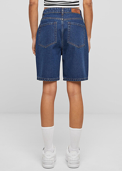 Urban Classics Damen 90s Bermuda Jeans-Shorts mid indigo washed blau