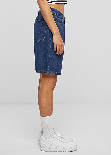 Urban Classics Damen 90s Bermuda Jeans-Shorts mid indigo washed blau