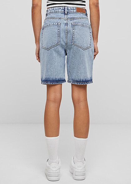 Urban Classics Damen 90s Bermuda Jeans-Shorts washed hell blau