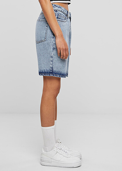 Urban Classics Damen 90s Bermuda Jeans-Shorts washed hell blau